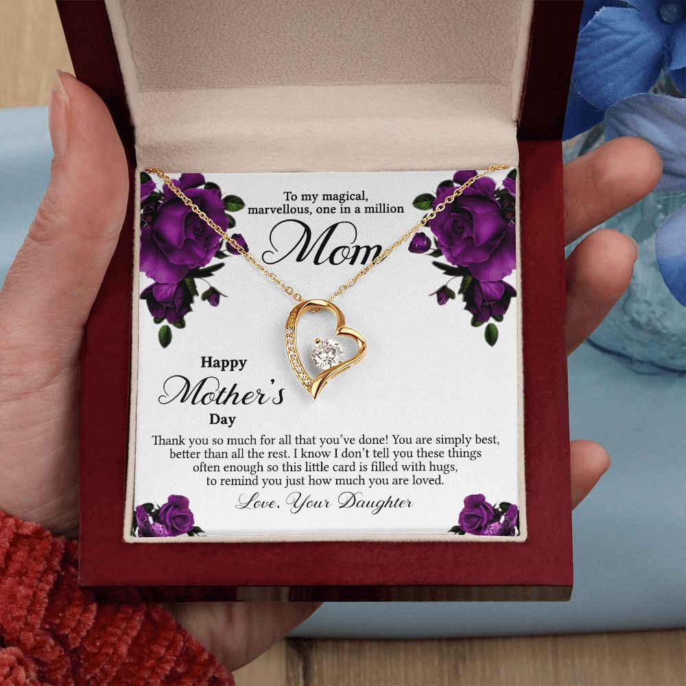 Mom Necklace Gifts for Mom from Daughter to Mom Gifts for Mothers Day from Daughter, To My Mom Necklace from Daughter to Mom Birthday Gifts Necklace with Message Card and Gift Box3 Forever Love Necklace