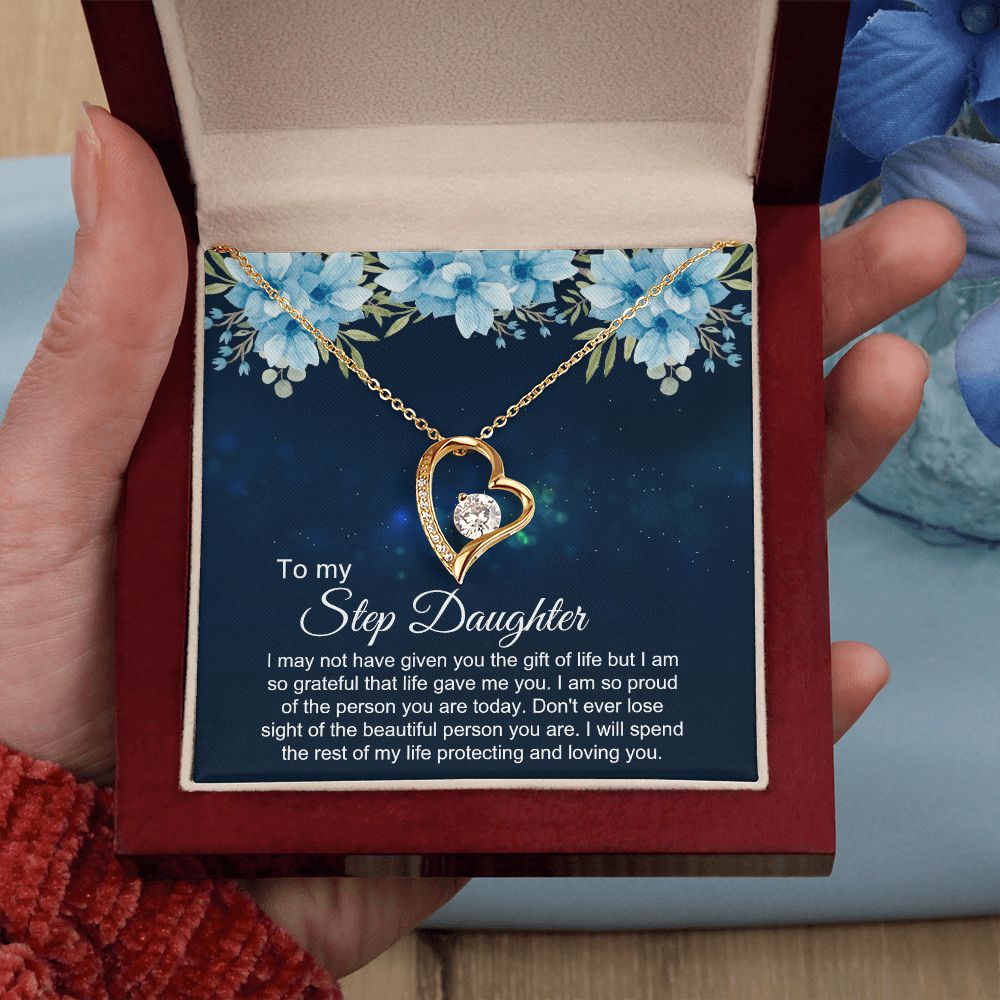 Bonus Daughter Gifts From Stepdad, Step Daughter Gifts From Stepmom, Stepdaughter Gifts From Stepdad, Father Stepdaughter Necklace, To My Bonus Daughter Necklaces, Christmas Gifts For Bonus3 Forever Love Necklace