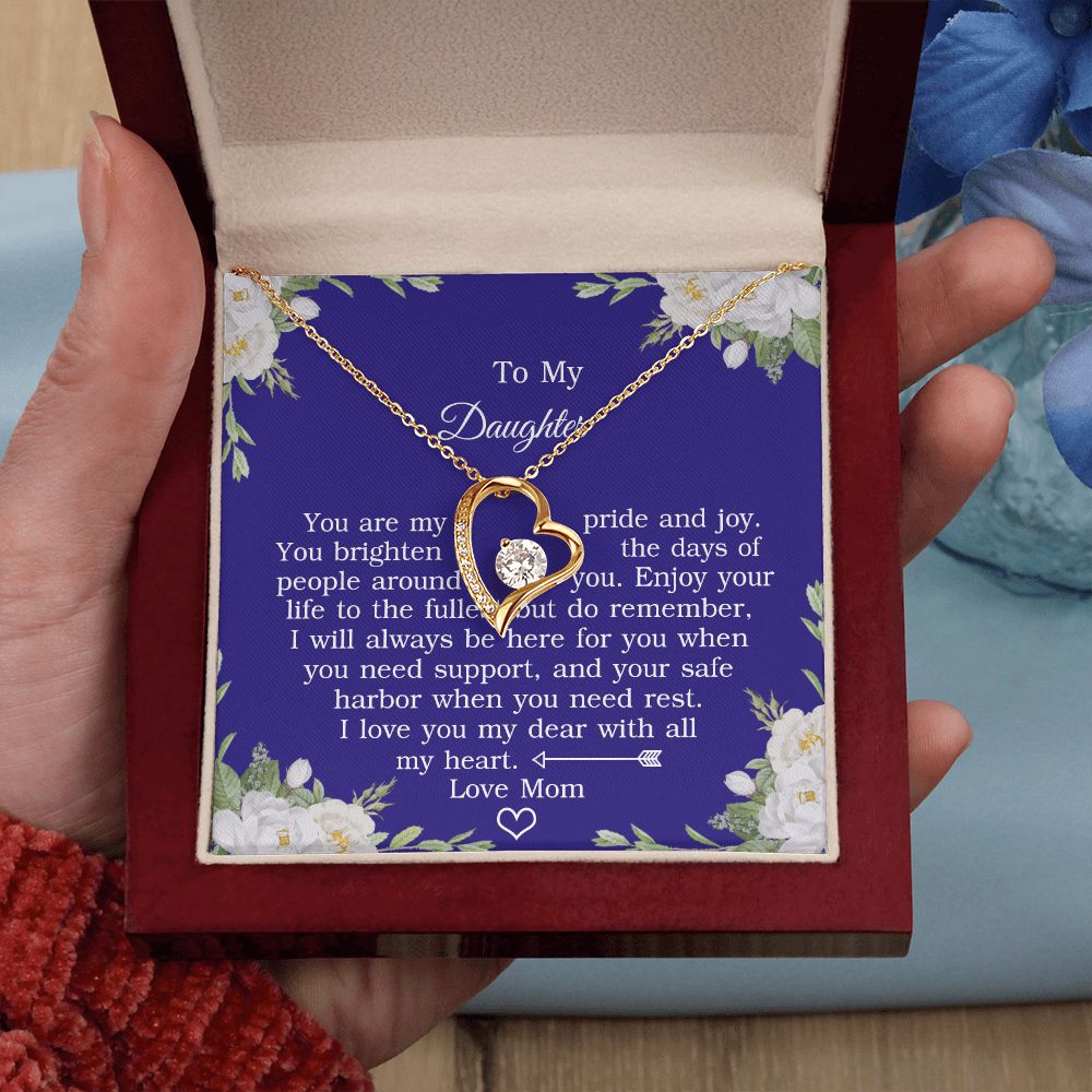 Mother Daughter Gift Ideas, To My Daughter Gift Necklace from Mom, Jewelry Pendant Present for Daughter, Birthday Christmas Gift Graduation Gifts for Daughters, Mother and Daughter Necklace 2137 Forever Love Necklace
