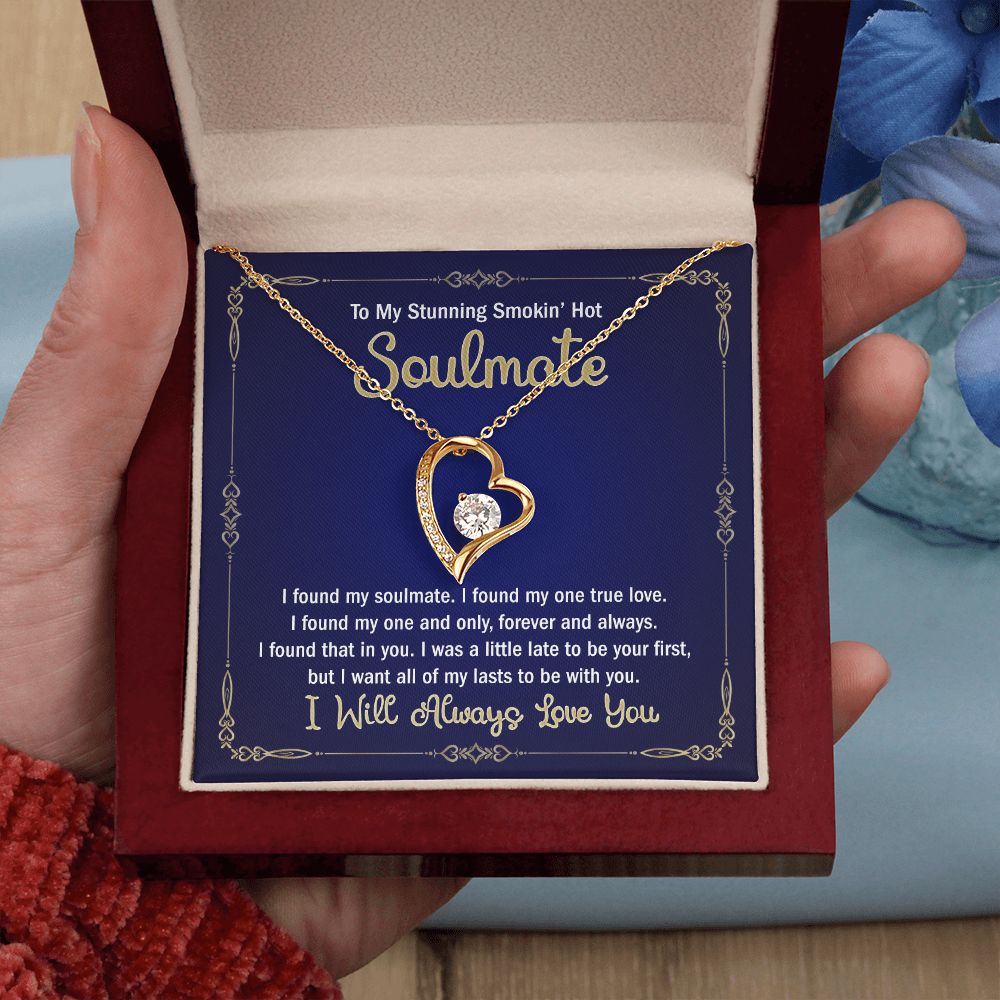 To My Smokin Hot Soulmate Necklace - Wife Gifts From Husband To My Wife Necklace, Gift for Her Romantic, Girlfriend Gifts Necklace for Wife from Men Includes Message Card and Gift Box 6 Forever Love Necklace