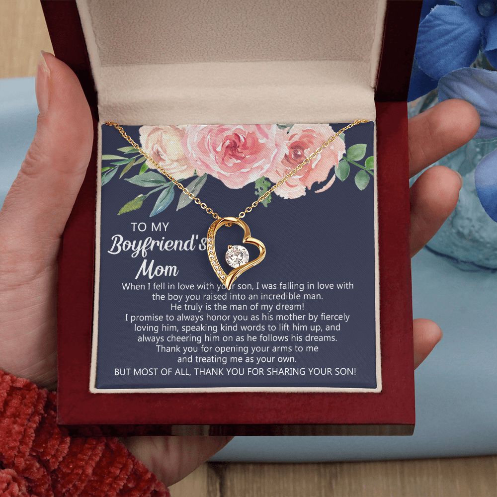 Personalized Gift for Boyfriends Mom, Boyfriends Mom Gift, Message Card Jewelry, To My Boyfriend's Mom Necklace with Message Card, Birthday Mother's Day Necklace for Boyfriend Mother Forever Love Necklace
