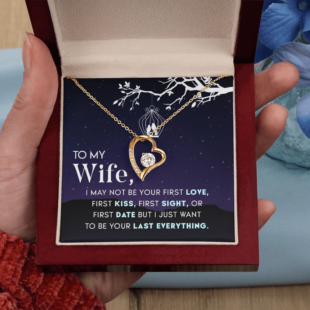 To My Wife Necklace from Husband, Personalized Necklace for Women, Luxury Necklace for Wife from Man Men, Wedding Anniversary Present For Wife, Beautiful Wife Jewelry Christmas Birthday Gift For Wife15 Forever Love Necklace