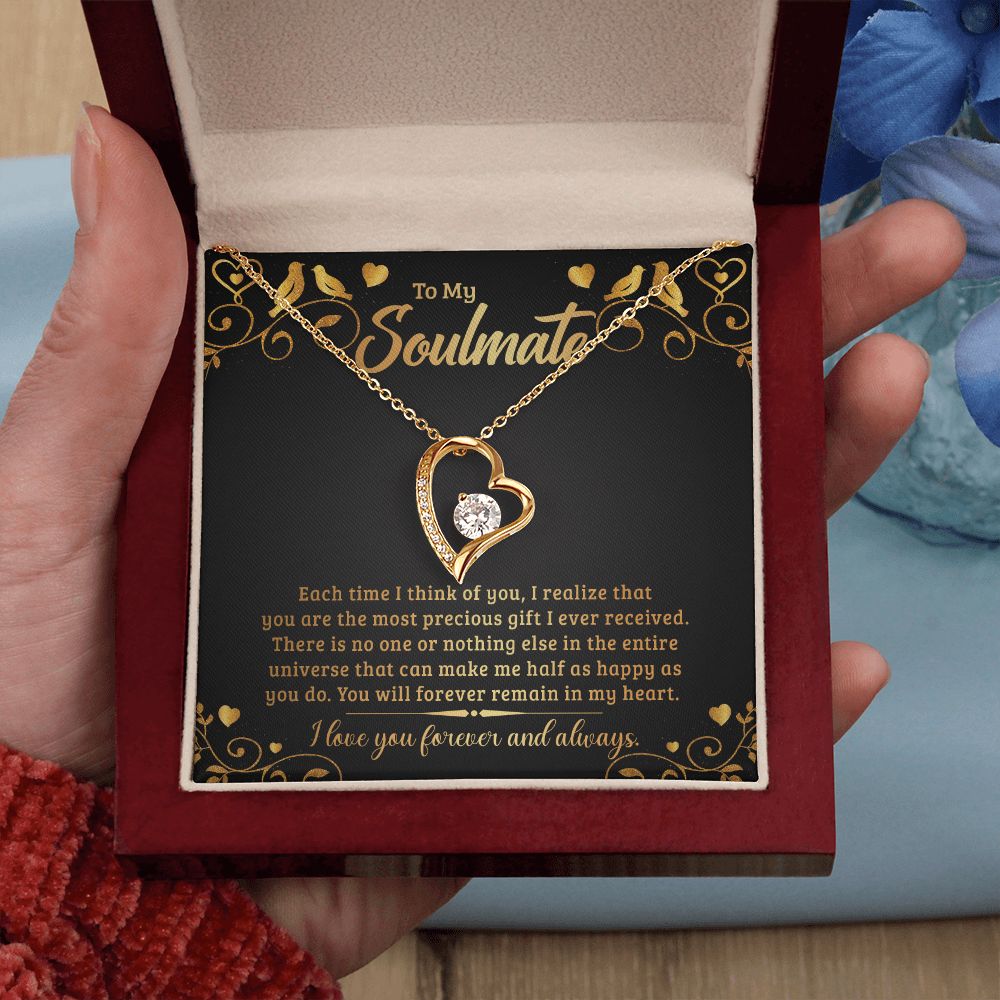 To My Soulmate Necklace for Women Birthday Christmas Jewelry Gifts For My Wife with Message Card Box Personalized Gift Present Pendant for Future Wife Soulmate Girlfriend Love 19 Forever Love Necklace