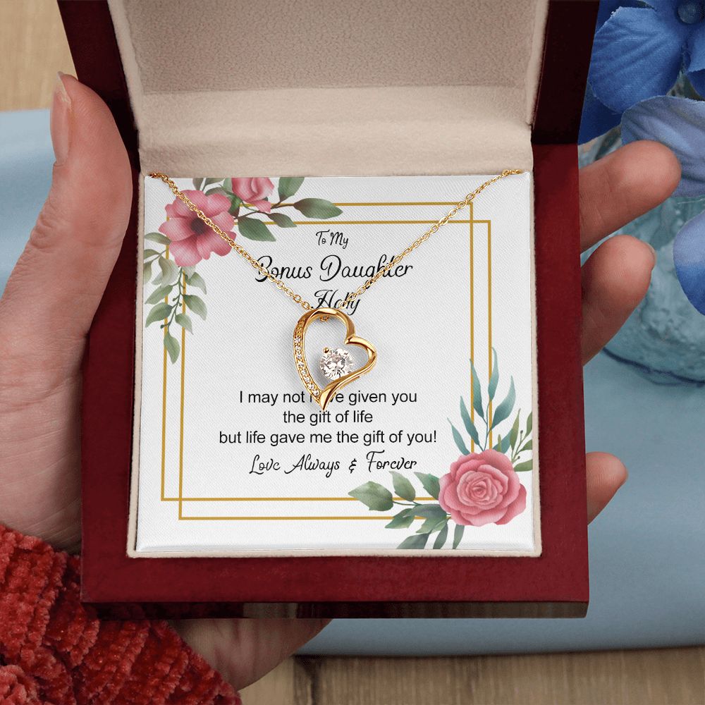Bonus Daughter Gifts From Stepdad, Step Daughter Gifts From Stepmom, Stepdaughter Gifts From Stepdad, Father Stepdaughter Necklace, To My Bonus Daughter Necklaces, Christmas Gifts For Bonus6 Forever Love Necklace