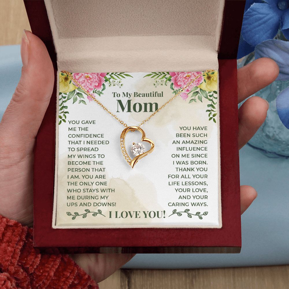 Mom Necklace Gifts for Mom from Daughter to Mom Gifts for Mothers Day from Daughter, To My Mom Necklace from Daughter to Mom Birthday Gifts Necklace with Message Card and Gift Box22 Forever Love Necklace