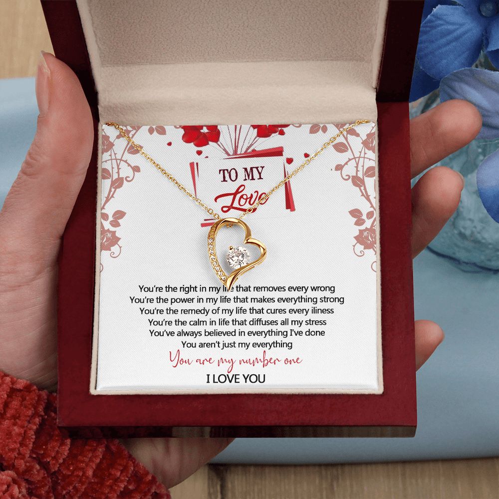 To My Love Interlocking Hearts Necklace With Box Message Card, Gift For My Love Forever Love Necklace
