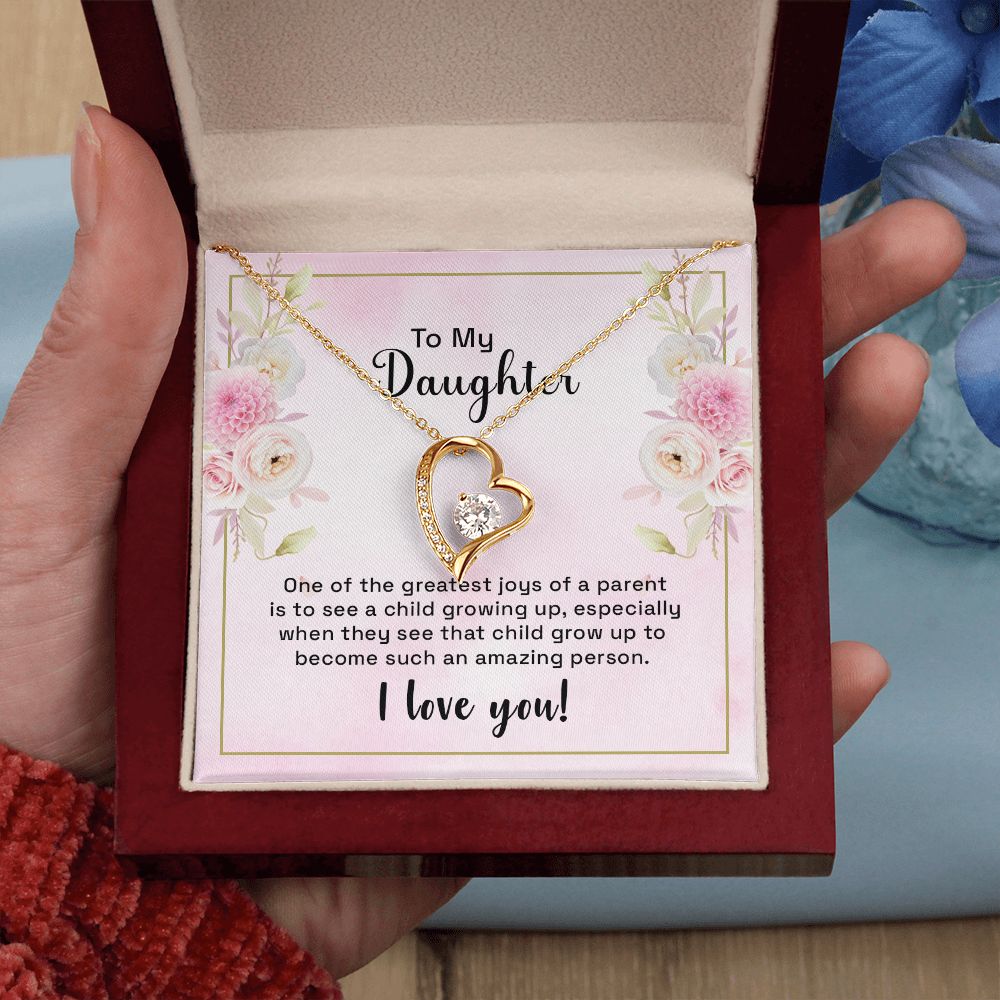 Mother and Daughter Necklace for Girls, To My Daughter Gift Necklace from Mom, Birthday Christmas Gift Graduation Gifts for Daughters, Jewelry Pendant Present for Daughter, Mother Daughter Gift 44 Forever Love Necklace