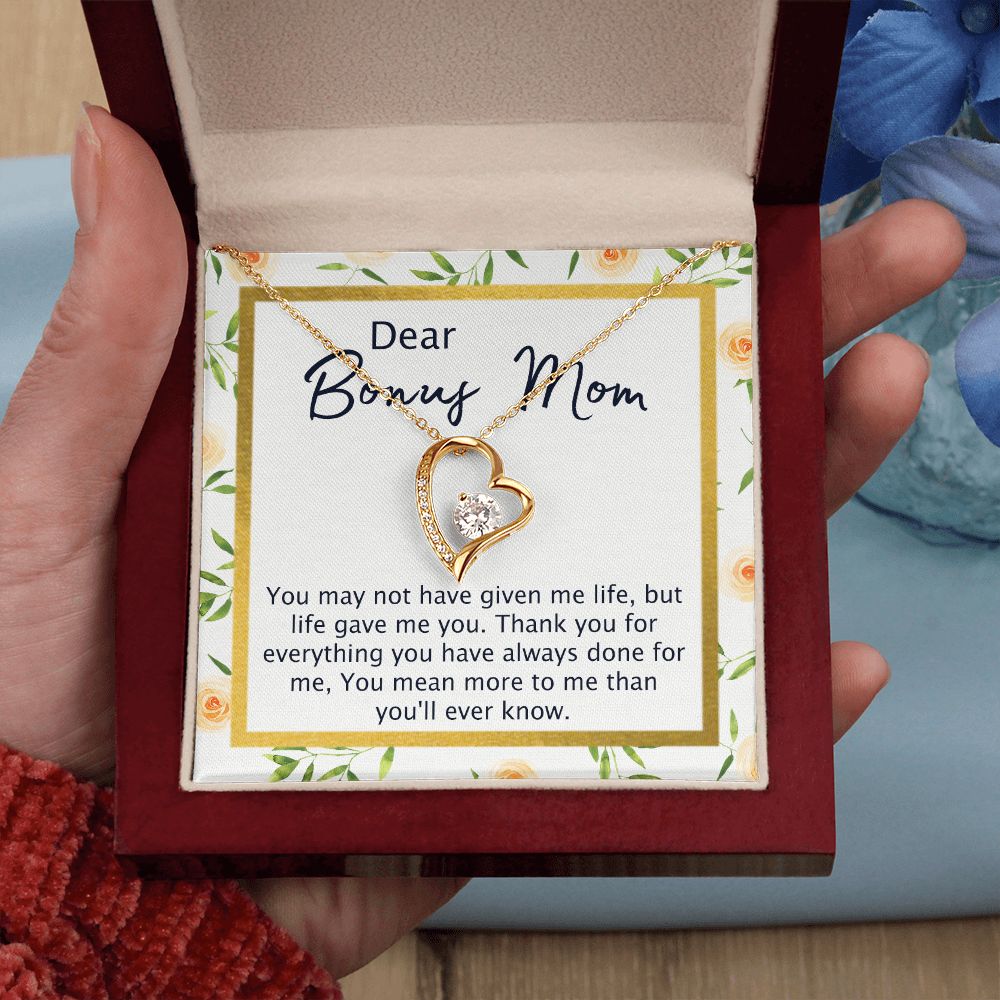 Bonus Mom Gifts, To My Bonus Mom Necklace, Bonus Mom Jewelry, Necklace for Bonus Mom, Step Daughter To Stepmother Necklace, Step Mom Necklace for Women Step Mom Mothers Day Jewelry Forever Love Necklace