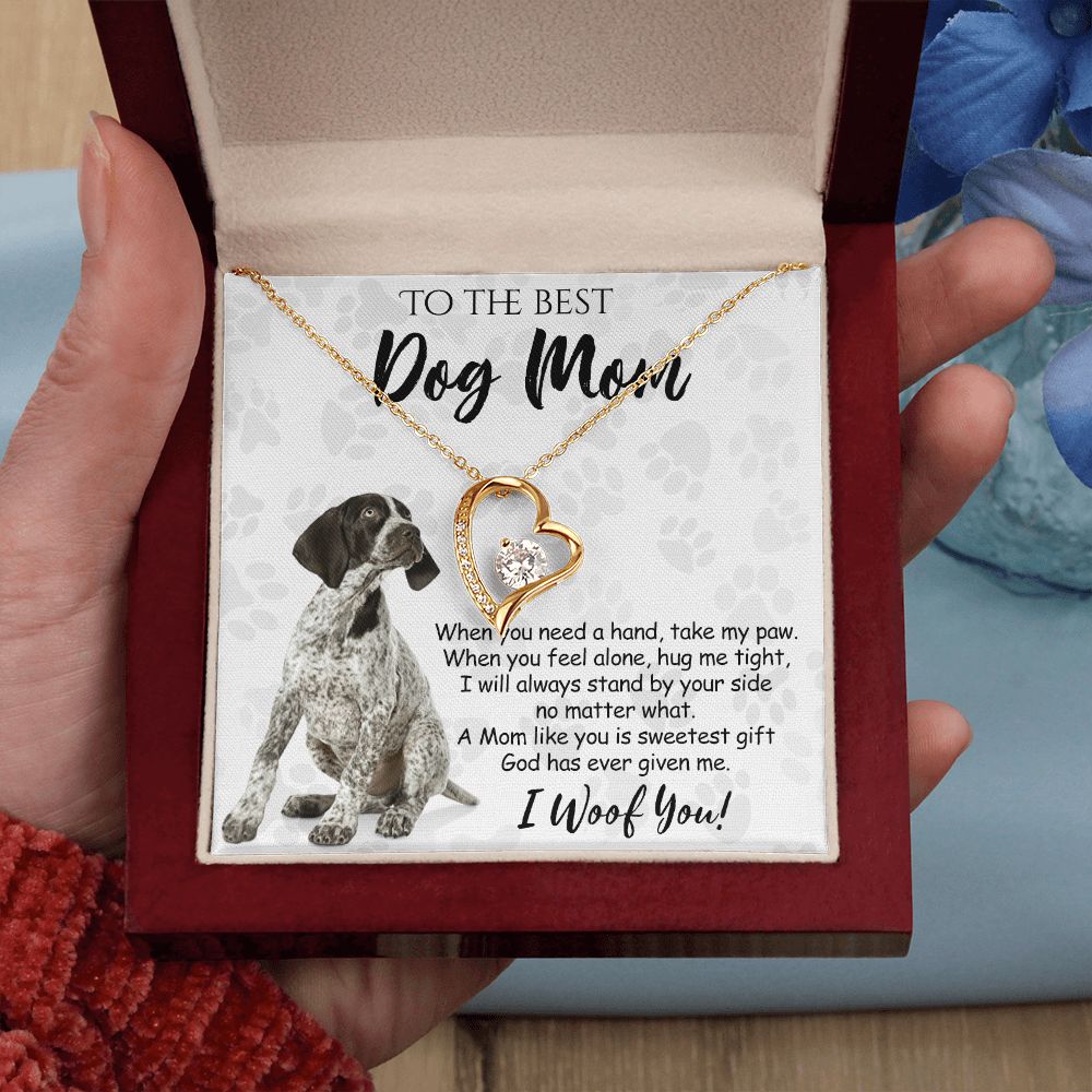 To The Best German Shorthaired Pointer Dog Mom Knot Necklace Mother's Day Gift , I Woof You Quote Gift Card, Message Card Jewelry For Dog Lovers, Necklace For Mom Forever Love Necklace