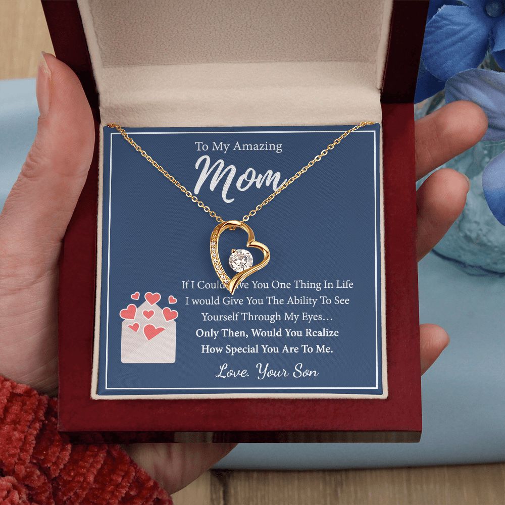 Mom Necklace Gifts for Mom from Daughter to Mom Gifts for Mothers Day from Daughter, To My Mom Necklace from Daughter to Mom Birthday Gifts Necklace with Message Card and Gift Box2238 Forever Love Necklace