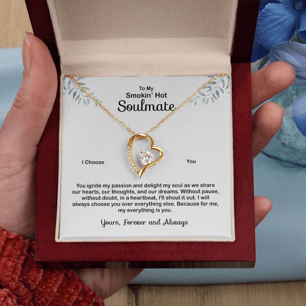 To My Soulmate Necklace for Women Birthday Valentines Day Jewelry Gifts For My Wife with Message Card Box Personalized Gift Present Pendant for Future Wife Soulmate Girlfriend Love 4 Forever Love Necklace