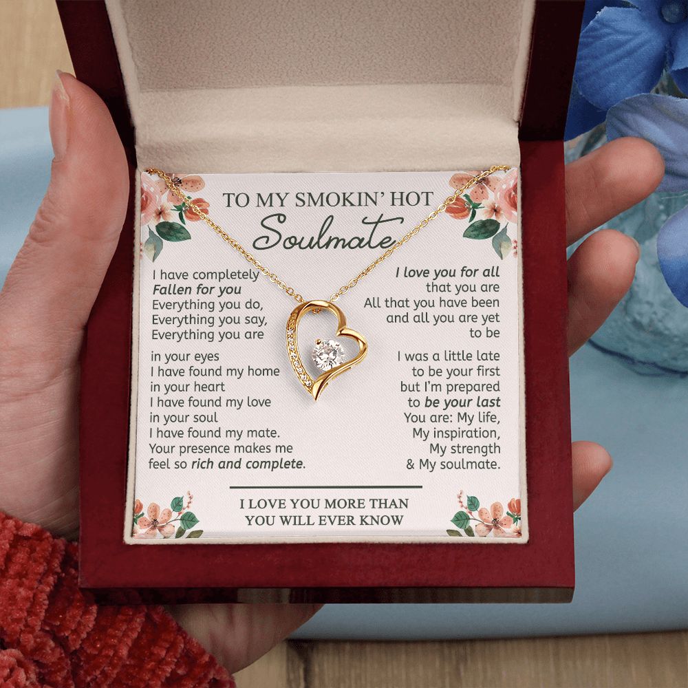 To My Smokin Hot Soulmate Necklace - Wife Gifts From Husband To My Wife Necklace, Gift for Her Romantic, Girlfriend Gifts Necklace for Wife from Men Includes Message Card and Gift Box 20 Forever Love Necklace