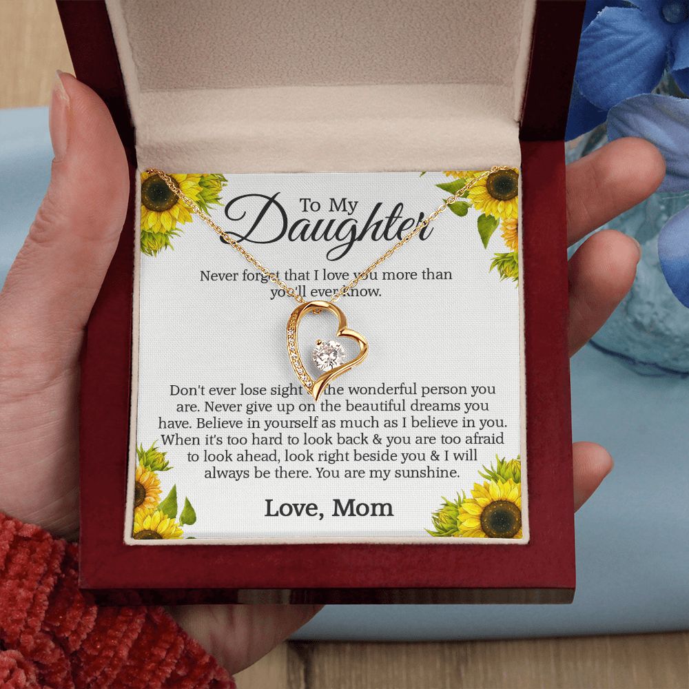 Mother Daughter Gift Ideas, To My Daughter Gift Necklace from Mom, Jewelry Pendant Present for Daughter, Birthday Christmas Gift Graduation Gifts for Daughters, Mother and Daughter Necklace 2132 Forever Love Necklace