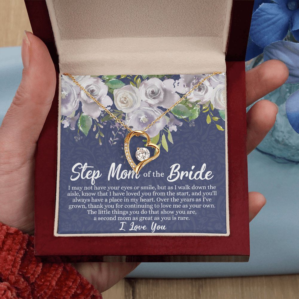 To My Stepmother of the Bride Necklace, Stepmother of the Bride Gifts Idea, Necklace for Stepmom of the Bride Gifts, Wedding Gifts for Stepmom, Gifts for Step Mother of the Bride Forever Love Necklace