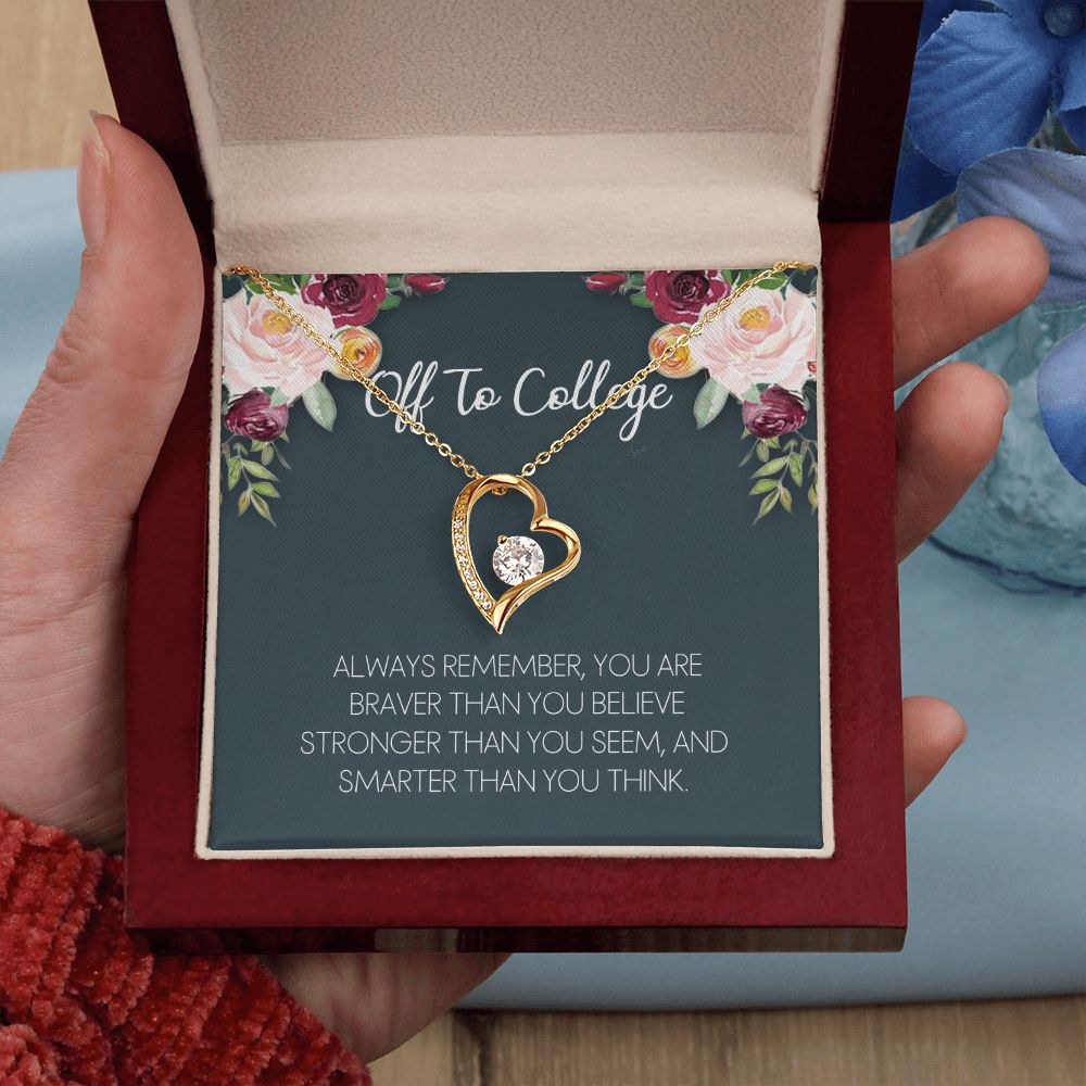 Off To College Necklace, Graduation Gifts For for Girl Congrats Graduation Pendants Gift For Daughter, Granddaughter, Niece, Sister Forever Love Necklace
