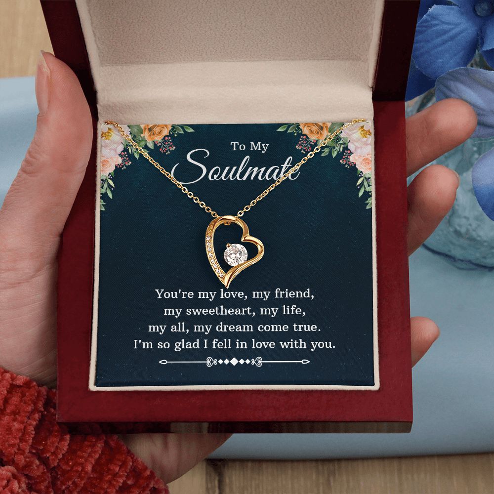 To My Soulmate Necklace for Women Birthday Christmas Jewelry Gifts For My Wife with Message Card Box Personalized Gift Present Pendant for Future Wife Soulmate Girlfriend Love 10 Forever Love Necklace