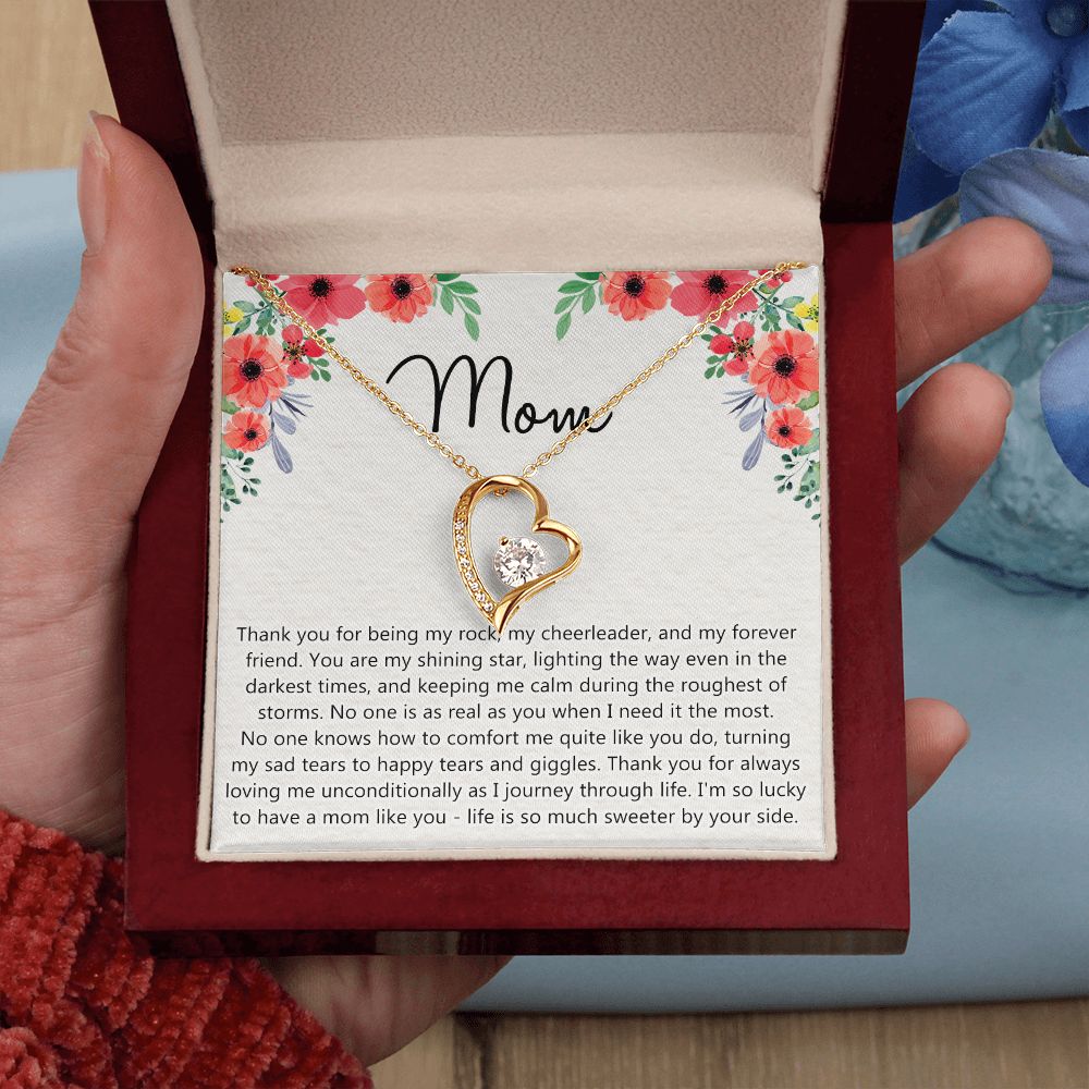To My Mom Gift Necklace for Mother Daughter Jewelry, Thank You Mom Gift, Gift for Mom from Daughter to Mother Necklace Pendant Jewelry Box for Mom on Mother's Day Birthday Forever Love Necklace