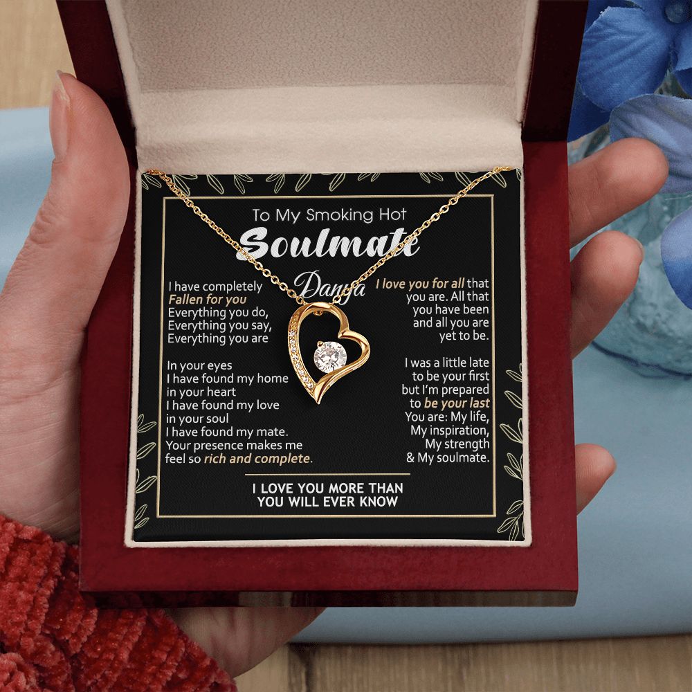 To My Smokin Hot Soulmate Necklace - Wife Gifts From Husband To My Wife Necklace, Gift for Her Romantic, Girlfriend Gifts Necklace for Wife from Men Includes Message Card and Gift Box 7 Forever Love Necklace