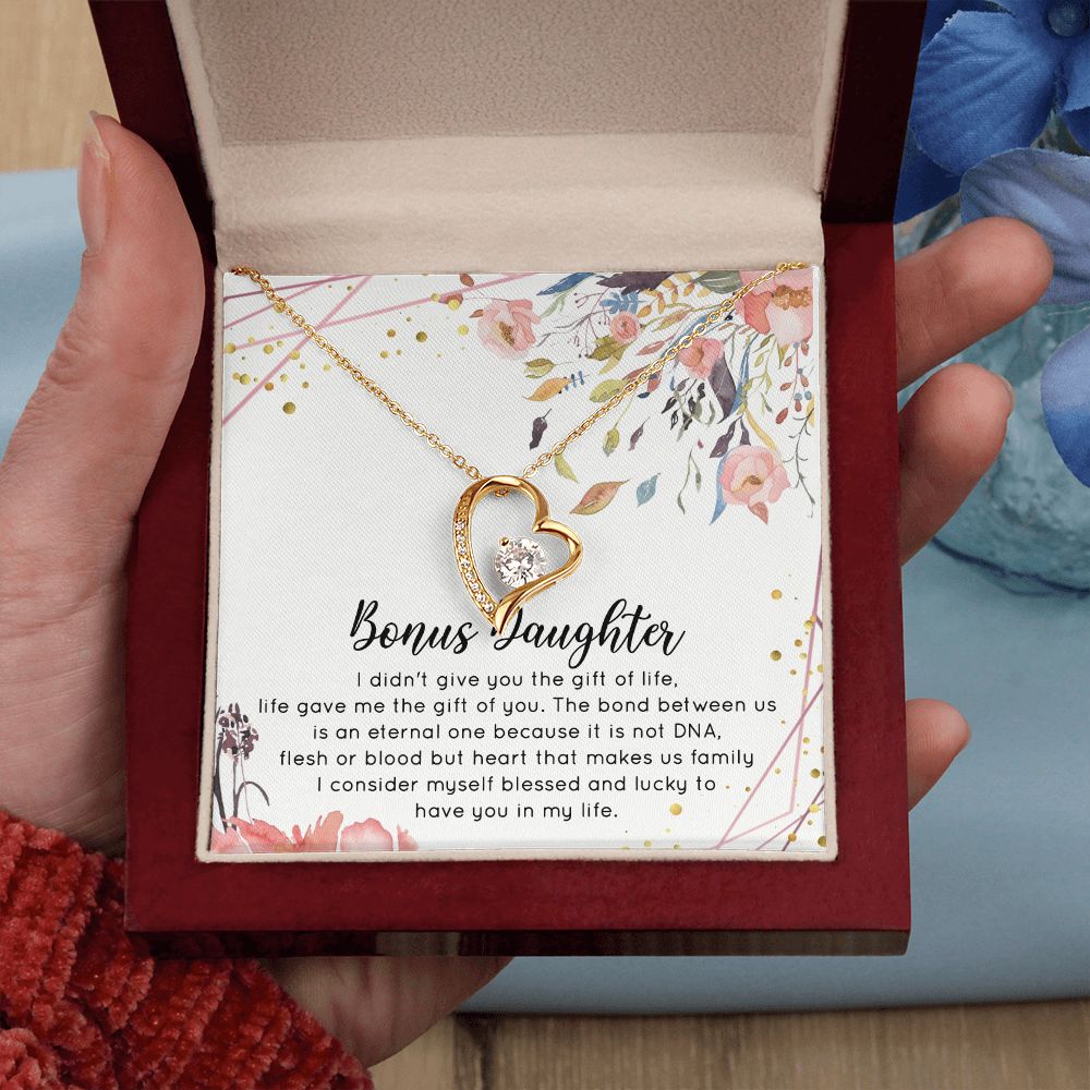 Bonus Daughter Gifts From Stepdad, Step Daughter Gifts From Stepmom, Stepdaughter Gifts From Stepdad, Father Stepdaughter Necklace, To My Bonus Daughter Necklaces, Christmas Gifts For Bonus2 Forever Love Necklace