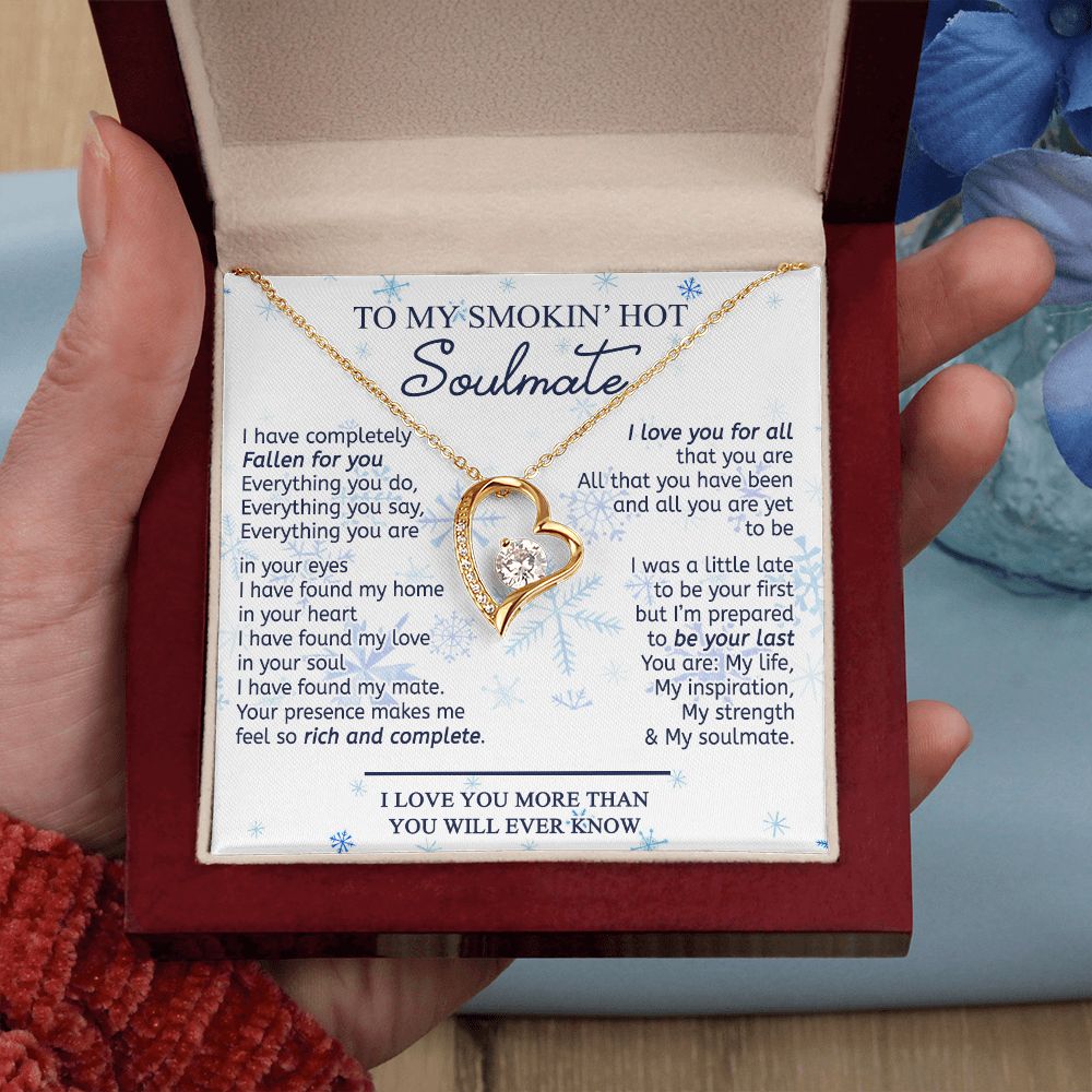 To My Smokin Hot Soulmate Necklace - Wife Gifts From Husband To My Wife Necklace, Gift for Her Romantic, Girlfriend Gifts Necklace for Wife from Men Includes Message Card and Gift Box 13 Forever Love Necklace