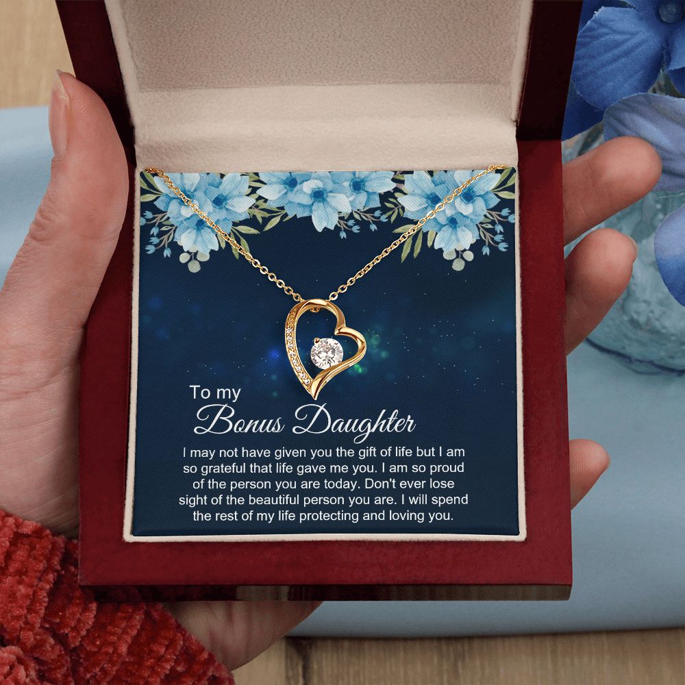 Bonus Daughter Gifts From Stepdad, Step Daughter Gifts From Stepmom, Stepdaughter Gifts From Stepdad, Father Stepdaughter Necklace, To My Bonus Daughter Necklaces, Christmas Gifts For Bonus4 Forever Love Necklace