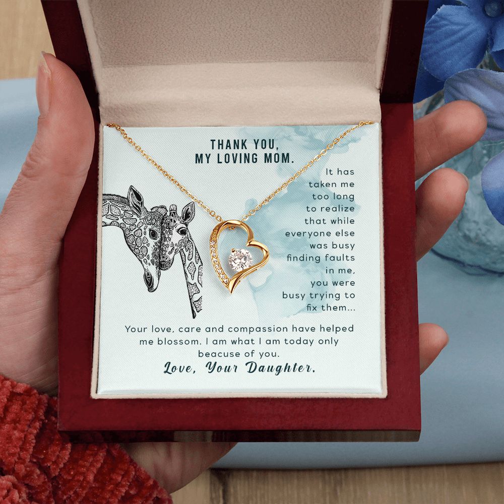 To My Thank You My Loving Mom Giraffe Necklace Pendant Gift From Mom Necklace Gift For To Daughter Birthday Daughter In Law Gift On Birthday Anniversary Gift 30821 Forever Love Necklace