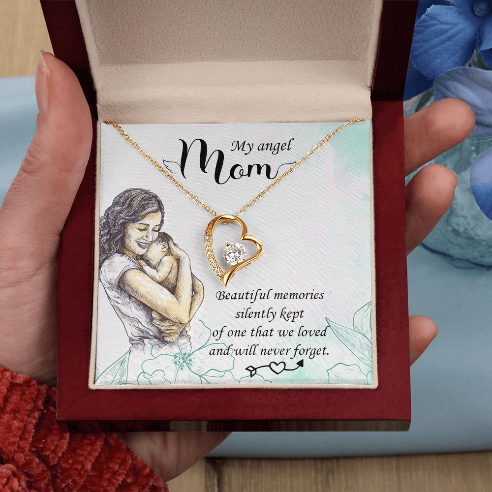 To My Mom Mother My Angel Necklace Pendant Gift From Daughter Beautiful Memories With Message Card Gift For Mom Forever Love Necklace