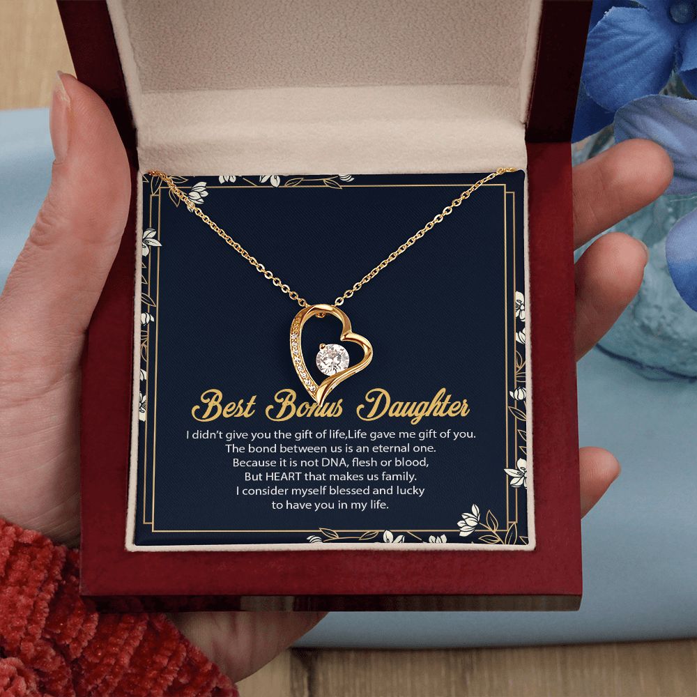 Bonus Daughter Gifts From Stepdad, Step Daughter Gifts From Stepmom, Stepdaughter Gifts From Stepdad, Father Stepdaughter Necklace, To My Bonus Daughter Necklaces, Christmas Gifts For Bonus8 Forever Love Necklace