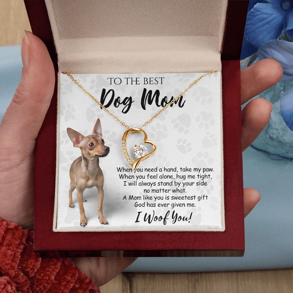 To The Best Chihuahua Dog Mom Knot Necklace Mother's Day Gift , I Woof You Quote Gift Card, Message Card Jewelry For Dog Lovers, Necklace For Mom Forever Love Necklace