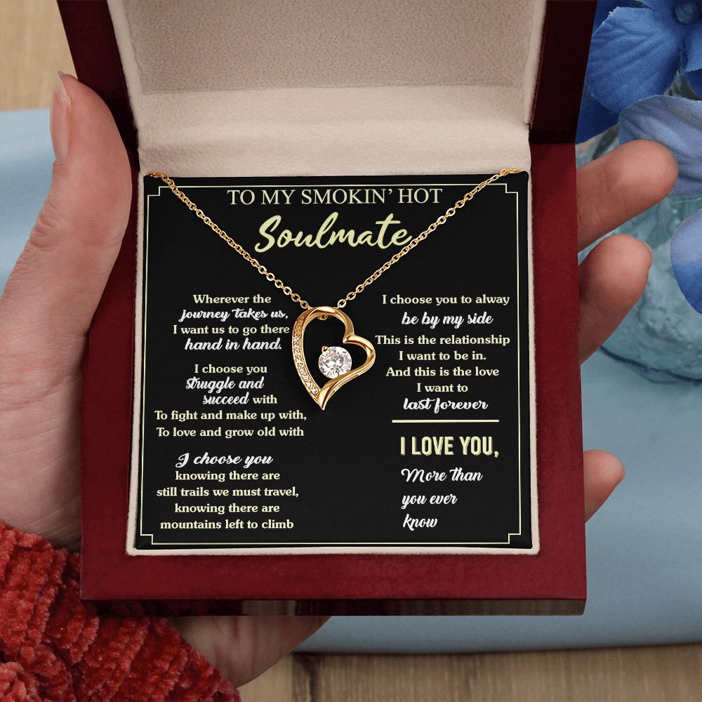 To My Soulmate Necklace for Women Birthday Valentines Day Jewelry Gifts For My Wife with Message Card Box Personalized Gift Present Pendant for Future Wife Soulmate Girlfriend Love 7 Forever Love Necklace
