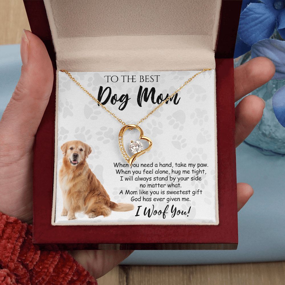 To The Best Golden Retriever Dog Mom Knot Necklace Mother's Day Gift , I Woof You Quote Gift Card, Message Card Jewelry For Dog Lovers, Necklace For Mom Forever Love Necklace