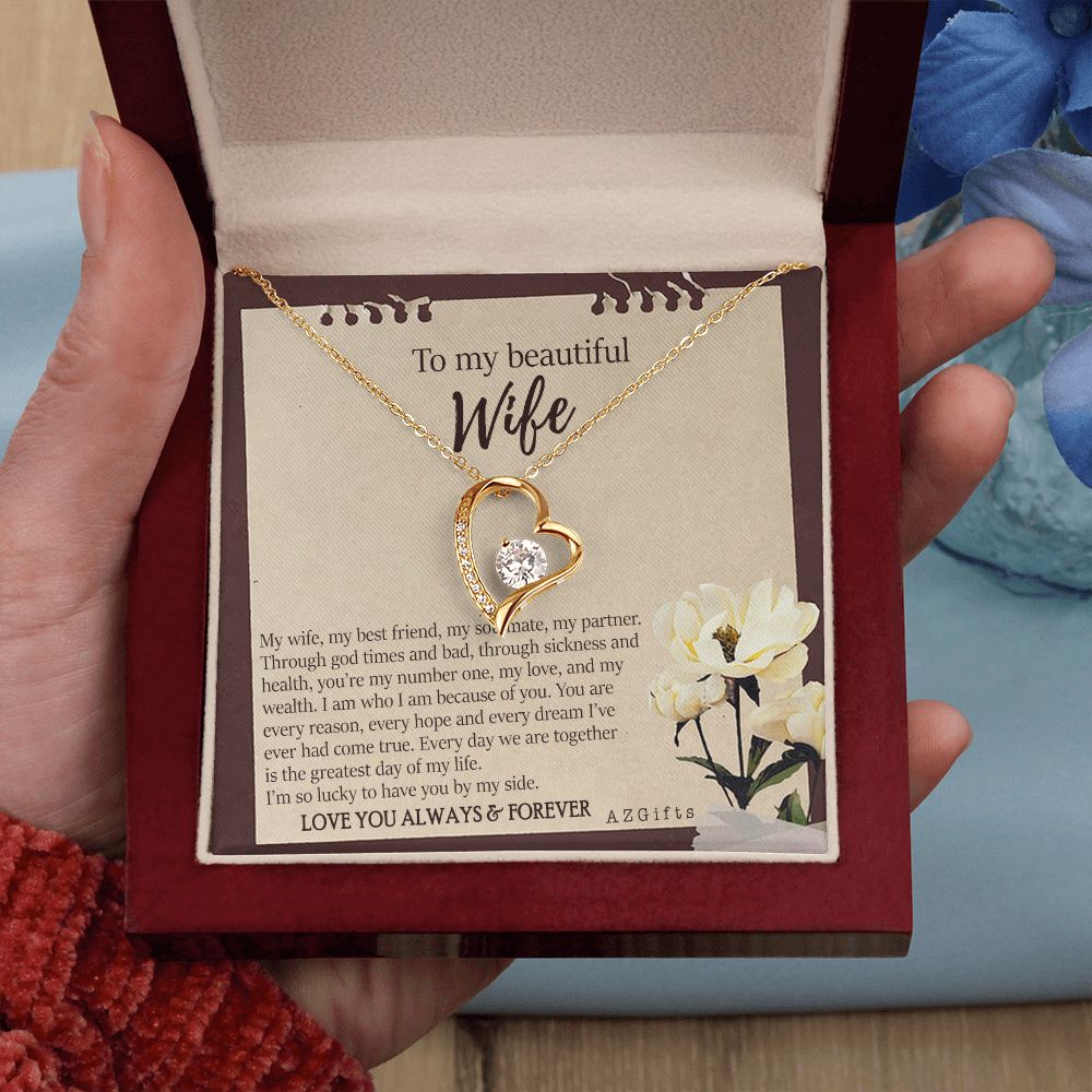 To My Wife Necklace from Husband, Personalized Necklace for Women, Luxury Necklace for Wife from Man Men, Wedding Anniversary Present For Wife, Beautiful Wife Jewelry Christmas Birthday Gifts For Wife7 Forever Love Necklace
