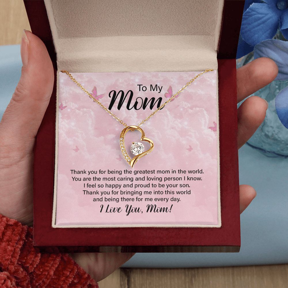 To My Mom Necklace, Gift For Mom, Mother's Day Gift from Daughter, Mom Jewelry Gift for Mothers Day, Birthday Gift for Mother, Moms Gift from Daughter Son, Necklace for Mom Mother 24 Forever Love Necklace