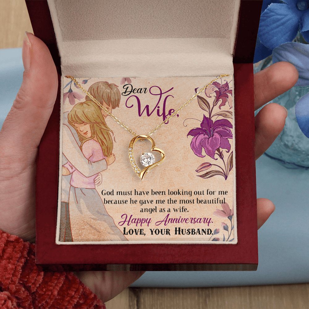 To My Wife Necklace, Wedding Anniversary Jewelry For Women, Necklace For Wife from Husband, Gift For Wife Birthday Gifts From Husband Necklace, Jewelry With Message Card In A Gift Box7 Forever Love Necklace