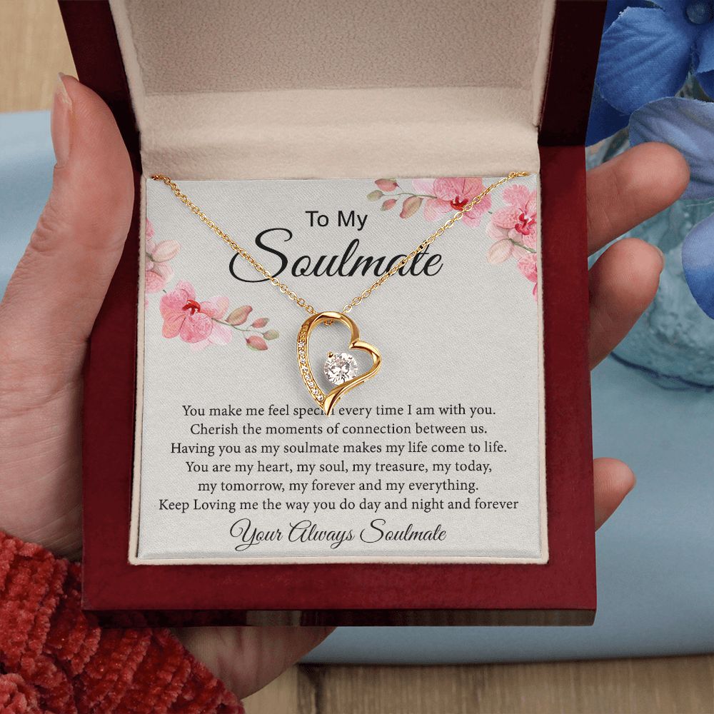 To My Soulmate Necklace for Women Birthday Christmas Jewelry Gifts For My Wife with Message Card Box Personalized Gift Present Pendant for Future Wife Soulmate Girlfriend Love 27 Forever Love Necklace