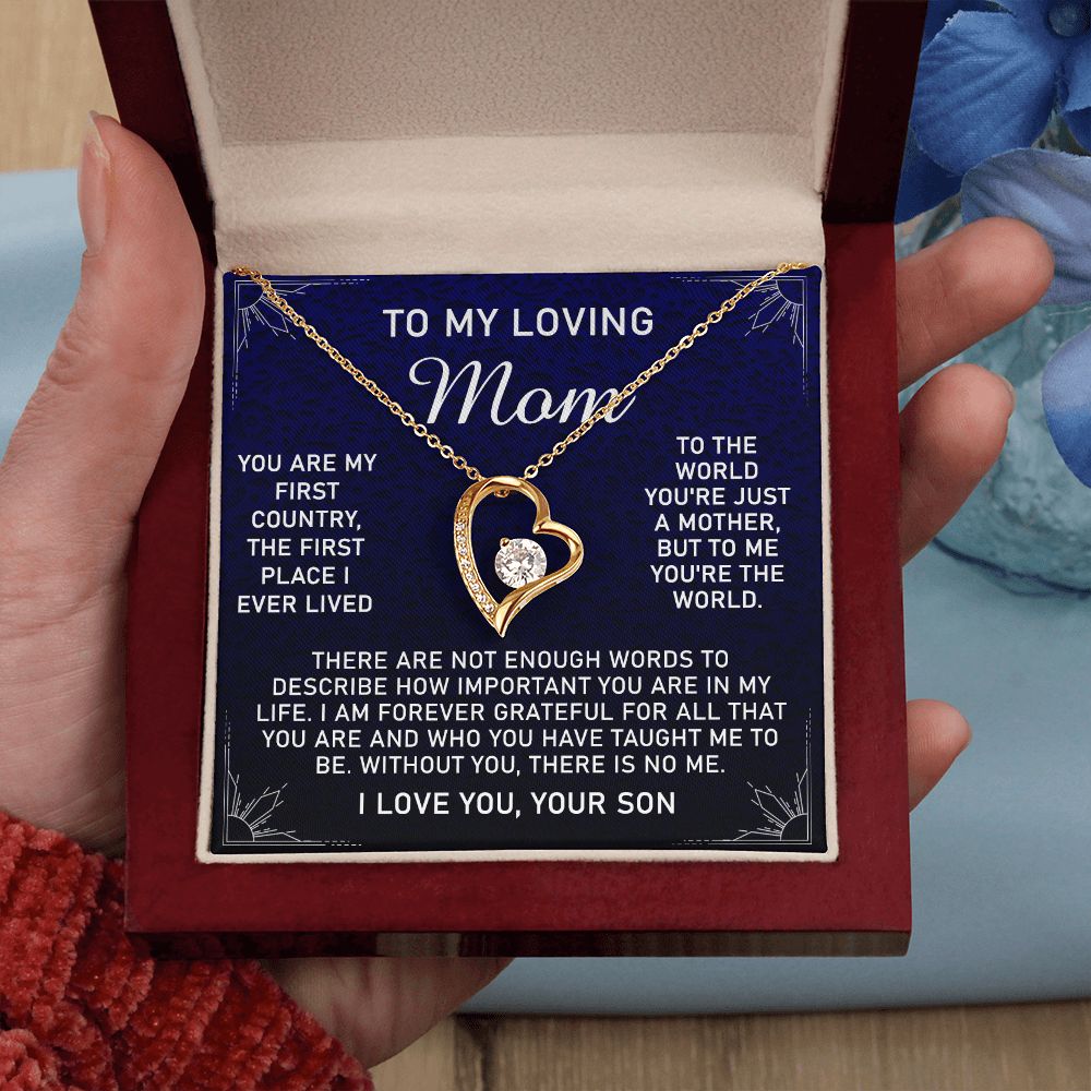 To My Loving Mom Necklace, Gift for Mom from Son, Mother's Day Jewelry Gift, Necklace for Mom Birthday Anniversary Mother's Day Jewelry Gift, To My Mom Necklace from Son Forever Love Necklace