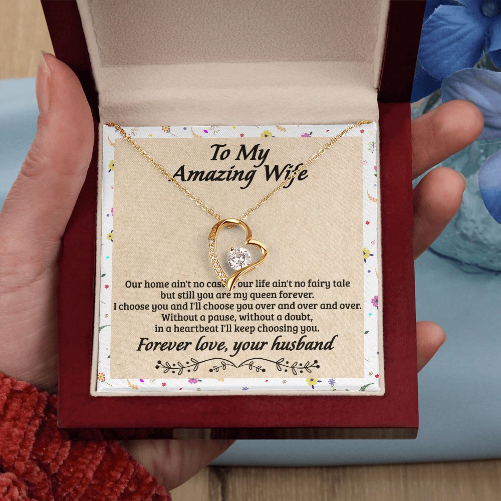 Birthday Gifts For Wife, Necklace Gifts For Wife From Husband, To My Wife Jewelry For Women , To My Wife Necklace  from Husband Wedding Anniversary Present For Wife, Beautiful Wife Jewelry Christmas18 Forever Love Necklace