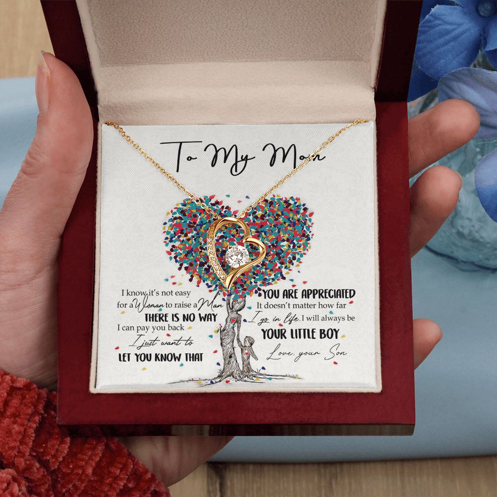 To My Mom Necklace Pendant Gift From Son  And Happy Mother's Day Gift For Mom Birthday, Anniversary You Are Appreciated I Go In Life Your Little Boy Forever Love Necklace
