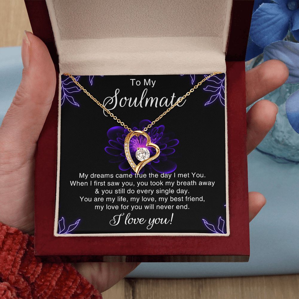 To My Soulmate Necklace for Women Birthday Christmas Jewelry Gifts For My Wife with Message Card Box Personalized Gift Present Pendant for Future Wife Soulmate Girlfriend Love 7 Forever Love Necklace