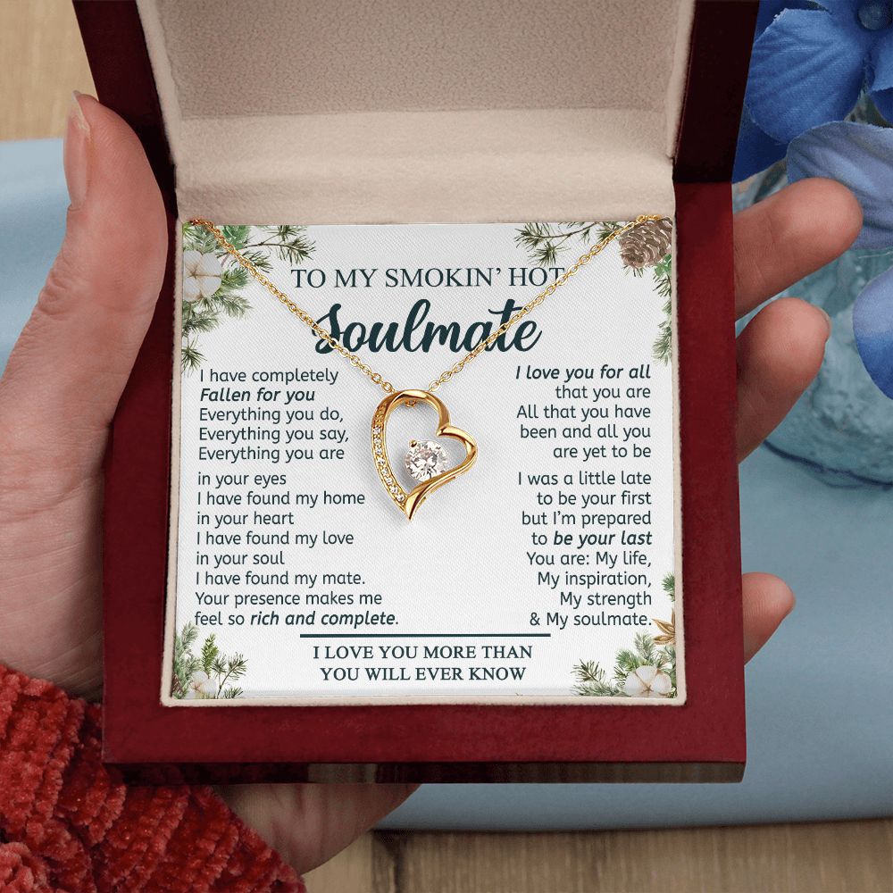 To My Smokin Hot Soulmate Necklace - Wife Gifts From Husband To My Wife Necklace, Gift for Her Romantic, Girlfriend Gifts Necklace for Wife from Men Includes Message Card and Gift Box 11 Forever Love Necklace