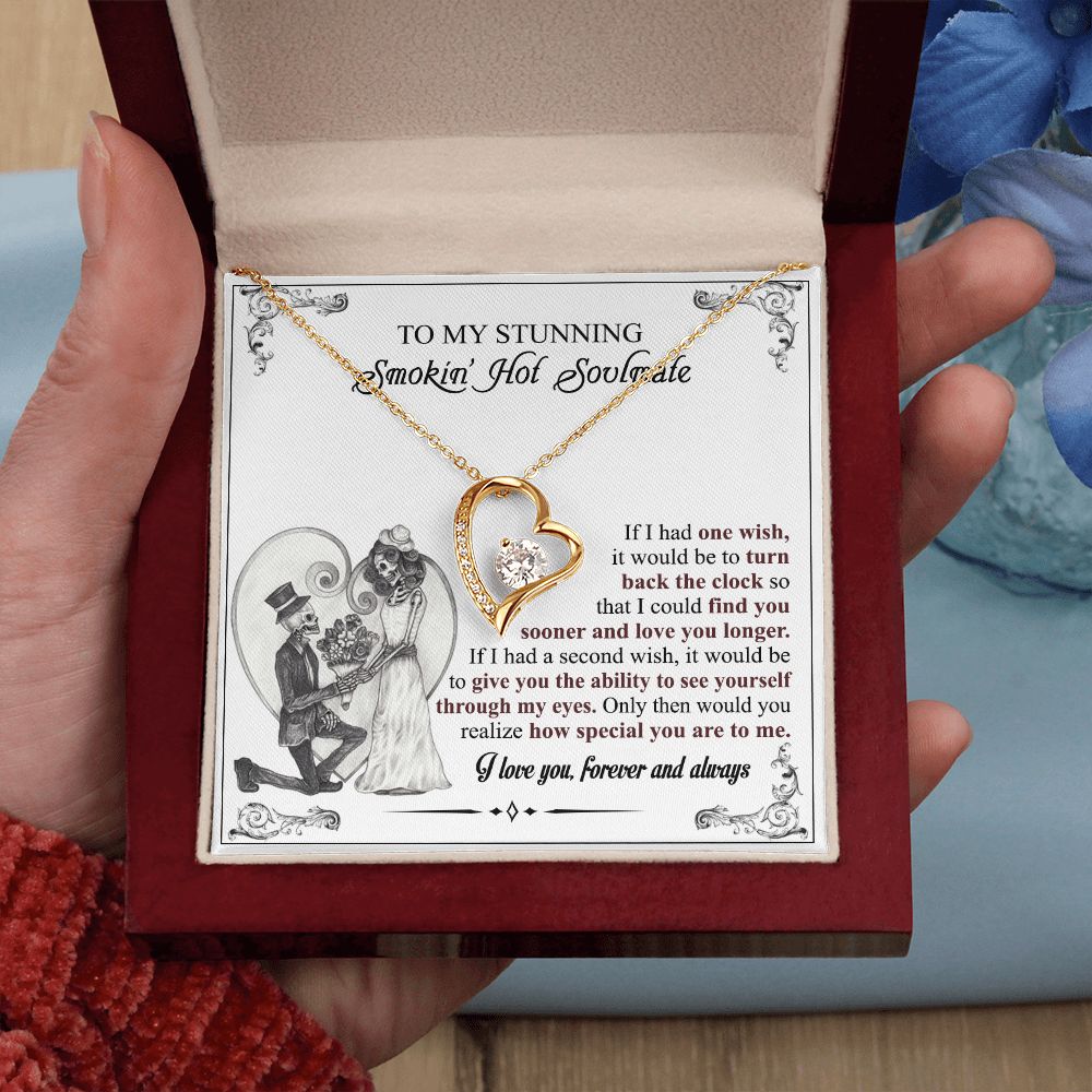 To My Soulmate Necklace for Women Birthday Valentines Day Jewelry Gifts For My Wife with Message Card Box Personalized Gift Present Pendant for Future Wife Soulmate Girlfriend Love 6 Forever Love Necklace