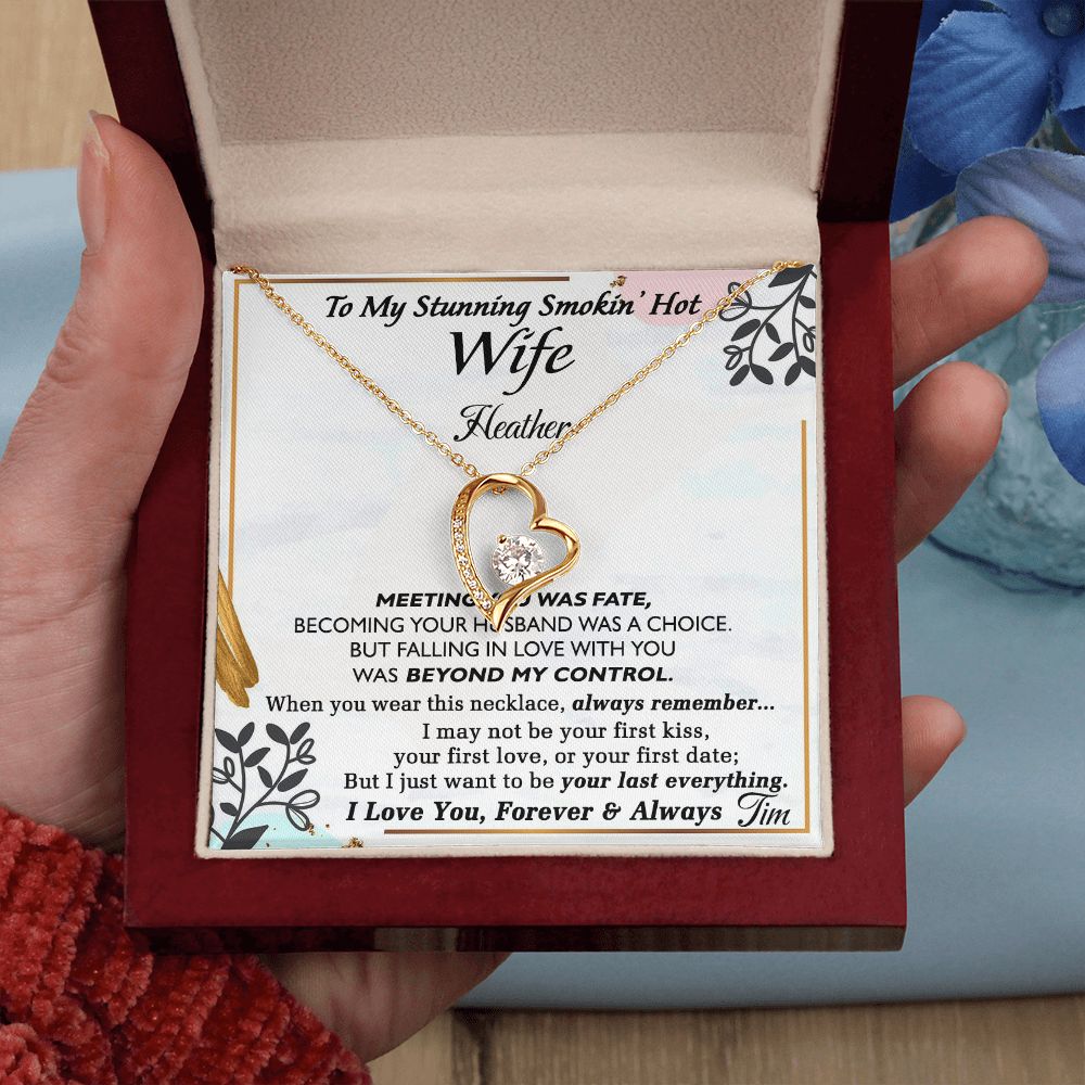 To My Wife Necklace from Husband, Personalized Necklace for Women, Luxury Necklace for Wife from Man Men, Wedding Anniversary Present For Wife, Beautiful Wife Jewelry Christmas Birthday Gift For Wife22 Forever Love Necklace