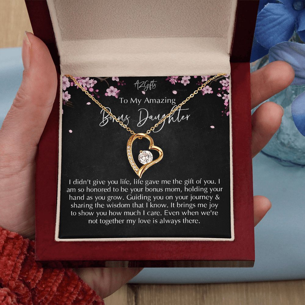 Bonus Daughter Gifts From Stepdad, Step Daughter Gifts From Stepmom, Stepdaughter Gifts From Stepdad, Father Stepdaughter Necklace, To My Bonus Daughter Necklaces, Christmas Gifts For Bonus D Forever Love Necklace