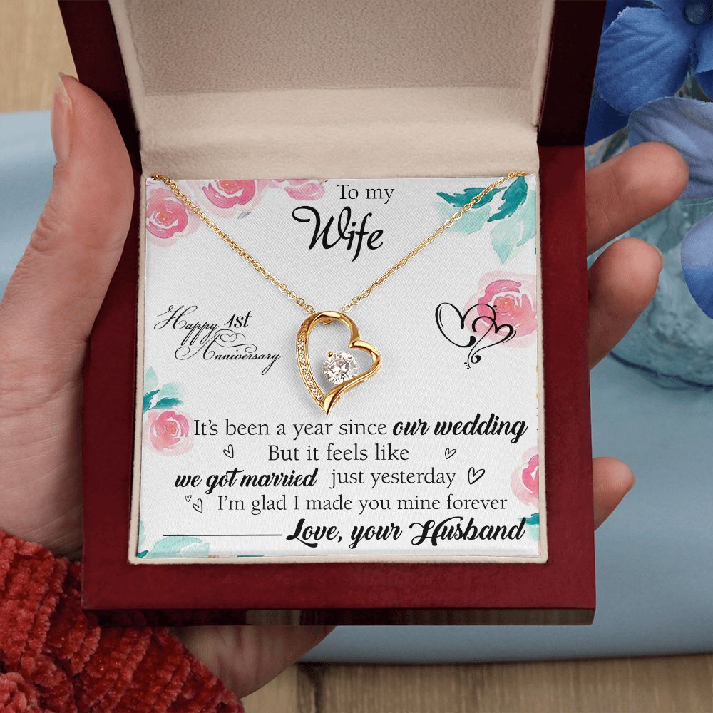 To My Wife Necklace, Wedding Anniversary Jewelry For Women, Necklace For Wife from Husband, Gift For Wife Birthday Gifts From Husband Necklace, Jewelry With Message Card In A Gift Box2 Forever Love Necklace