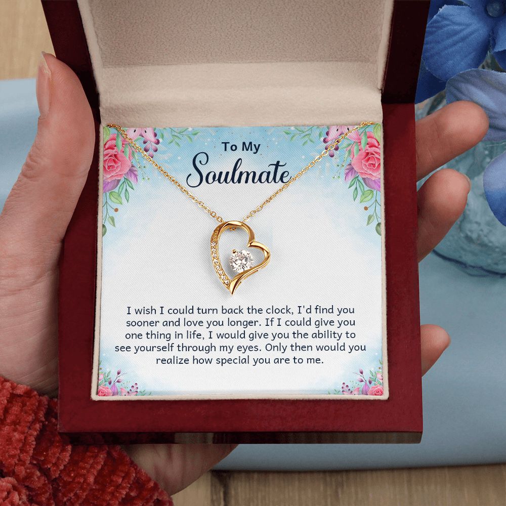 To My Soulmate Necklace for Women Birthday Christmas Jewelry Gifts For My Wife with Message Card Box Personalized Gift Present Pendant for Future Wife Soulmate Girlfriend Love 17 Forever Love Necklace