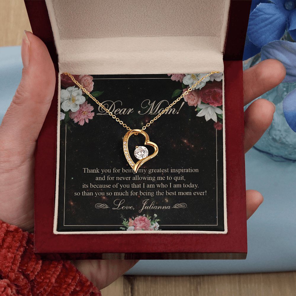 To My Mom Necklace, Gift For Mom On Mother's Day Thank You Mom Gifts From Kids Mom Julianna Forever Love Necklace