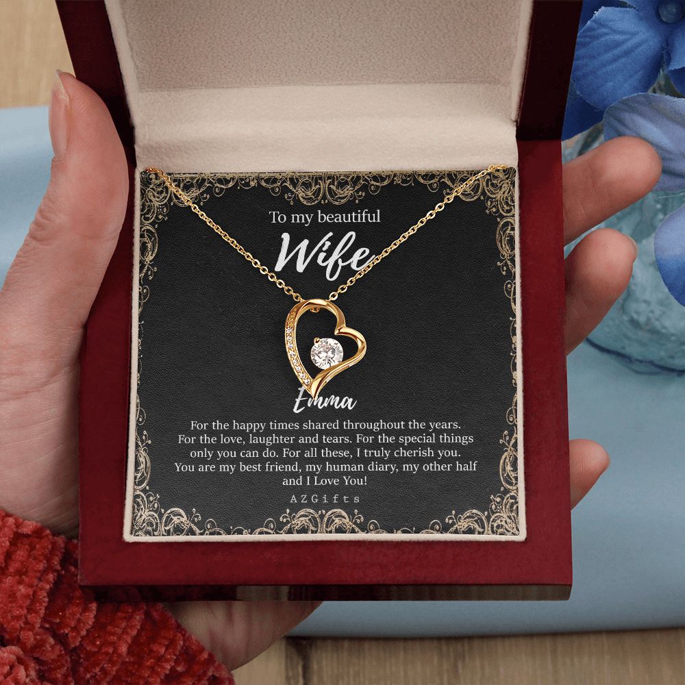 To My Wife Necklace from Husband, Personalized Necklace for Women, Luxury Necklace for Wife from Man Men, Wedding Anniversary Present For Wife, Beautiful Wife Jewelry Christmas Birthday Gifts For Wife9 Forever Love Necklace