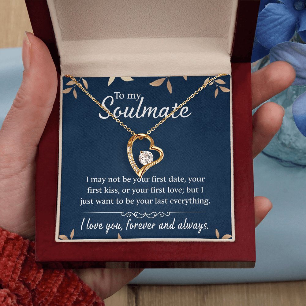 To My Soulmate Necklace for Women Birthday Christmas Jewelry Gifts For My Wife with Message Card Box Personalized Gift Present Pendant for Future Wife Soulmate Girlfriend Love 21 Forever Love Necklace