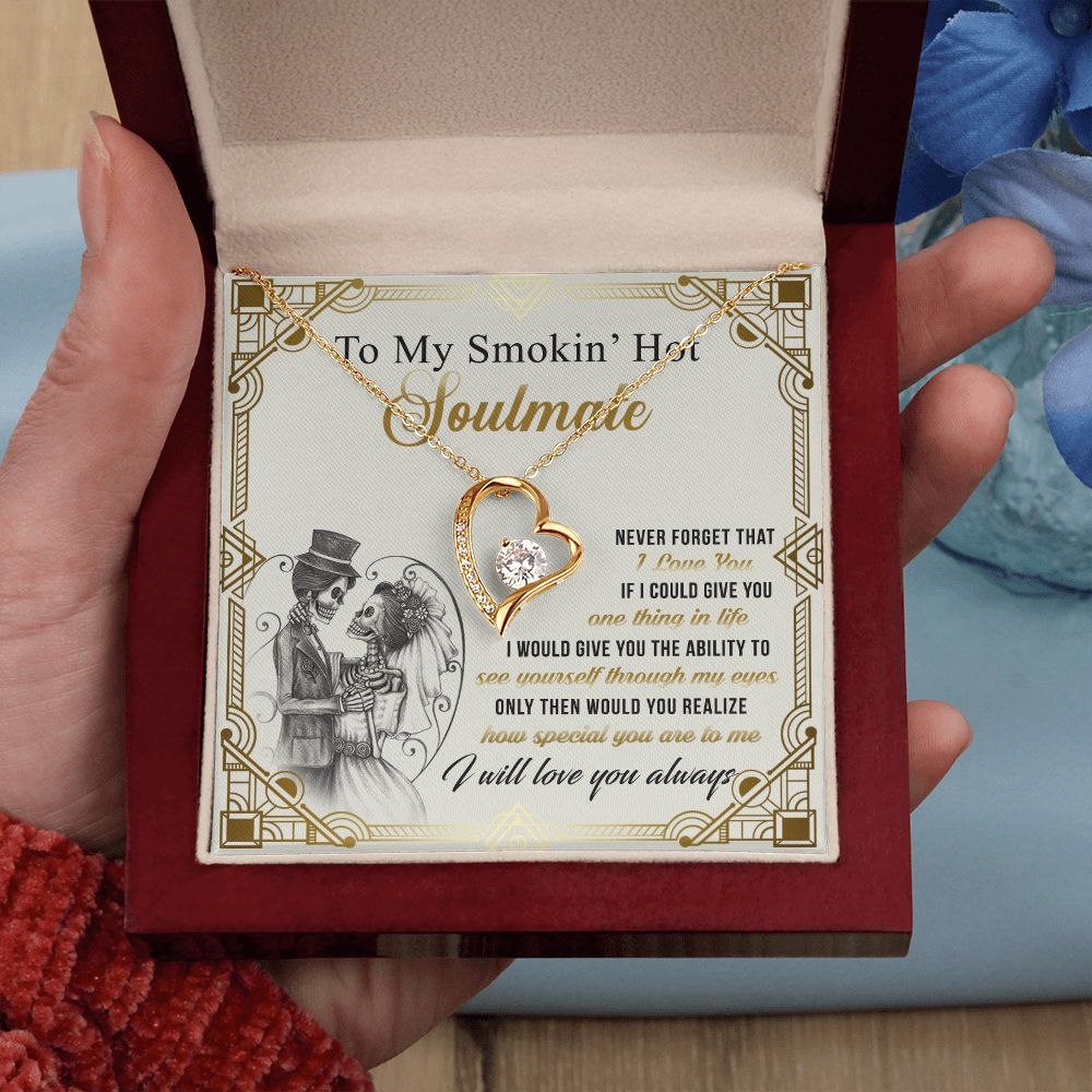 To My Smokin Hot Soulmate Necklace - Wife Gifts From Husband To My Wife Necklace, Gift for Her Romantic, Girlfriend Gifts Necklace for Wife from Men Includes Message Card and Gift Box 9 Forever Love Necklace