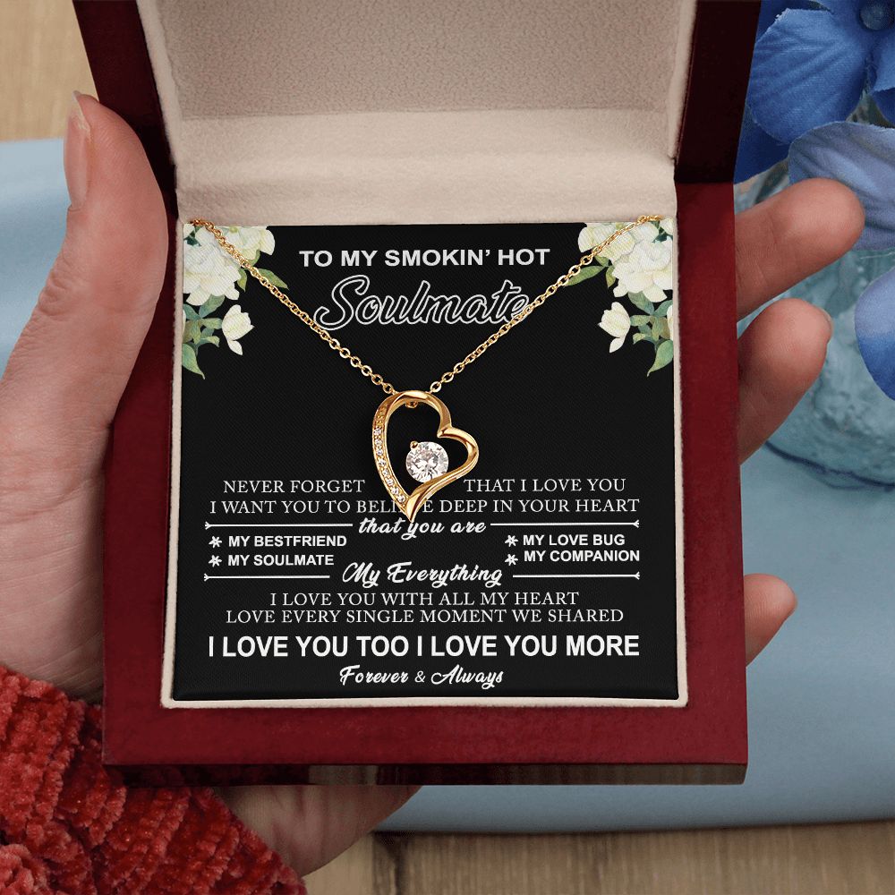 To My Smokin Hot Soulmate Necklace - Wife Gifts From Husband To My Wife Necklace, Gift for Her Romantic, Girlfriend Gifts Necklace for Wife from Men Includes Message Card and Gift Box 8 Forever Love Necklace